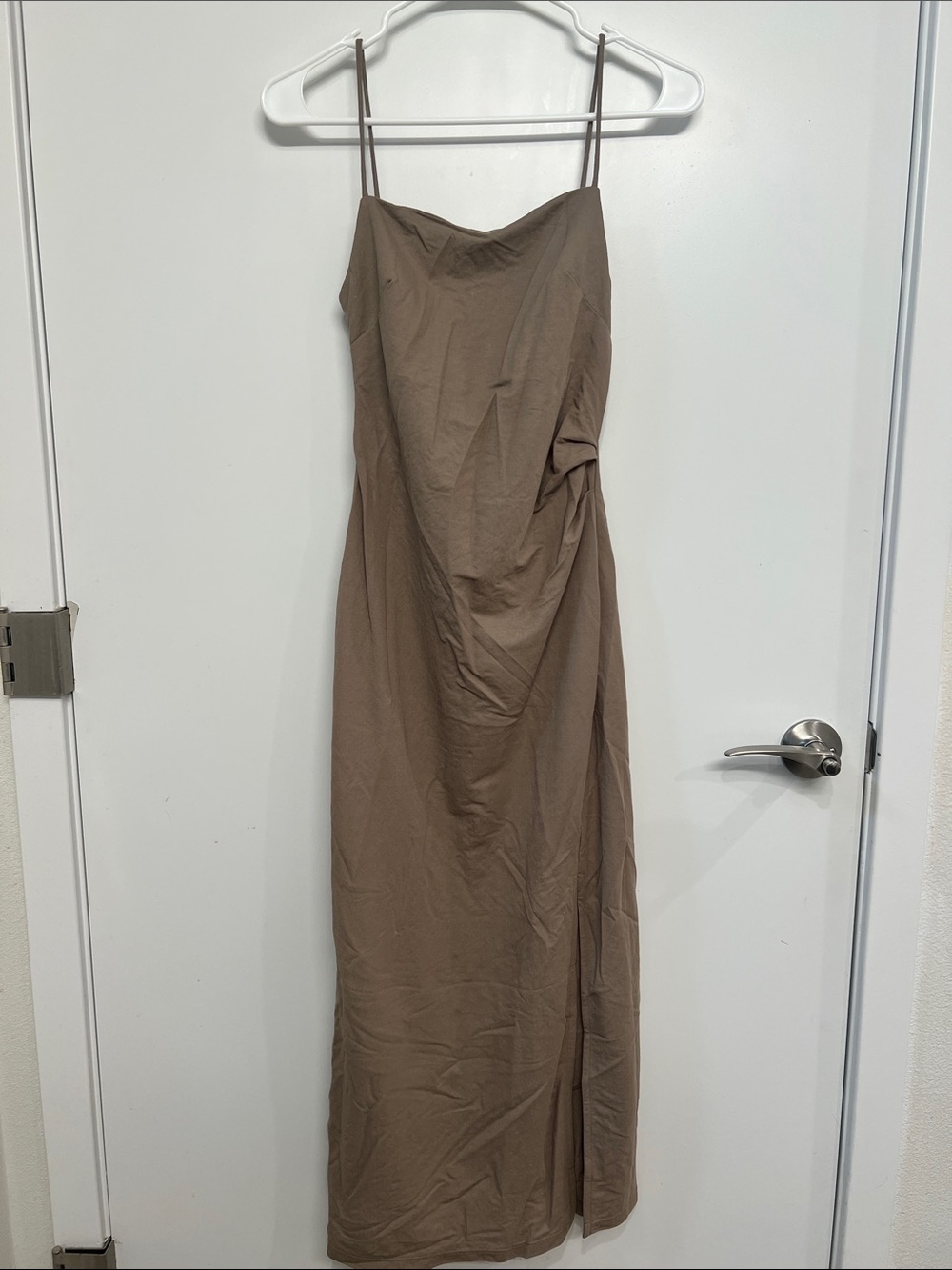 Mango square neck split hem midi dress Size S